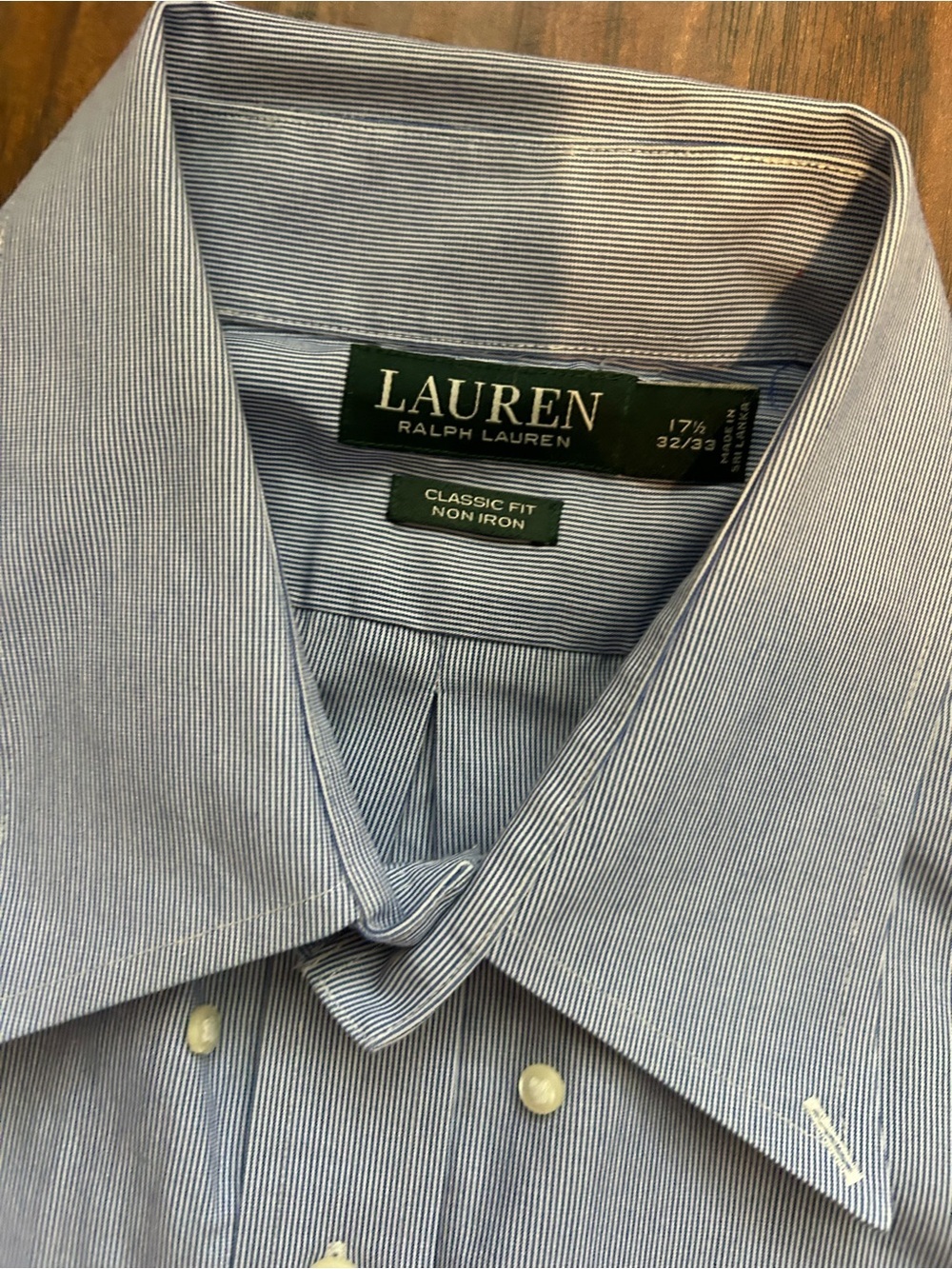 Men's Light Blue Striped Button Down Dress Shirt Preppy Ralph Lauren Classic - Picture 2 of 6